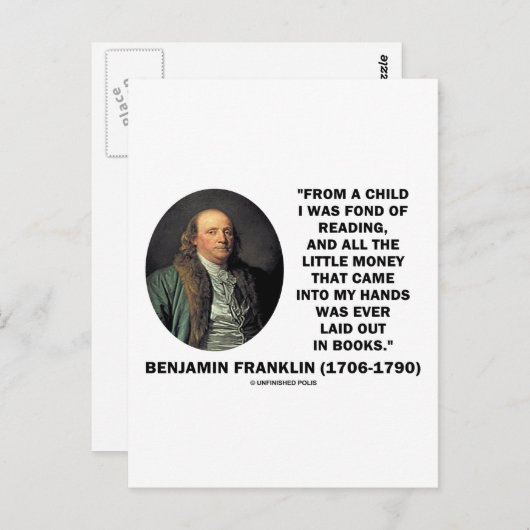 Benjamin Franklin liebt es Geld zu lesen Zitat Postkarte (Vorne/Hinten)