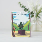 Benjamin Franklin Philadelphia Cartoon Postkarte (Stehend Vorderseite)