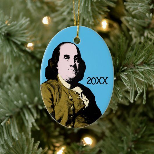 Benjamin Franklin Pop Art Style Keramik Ornament (Baum)