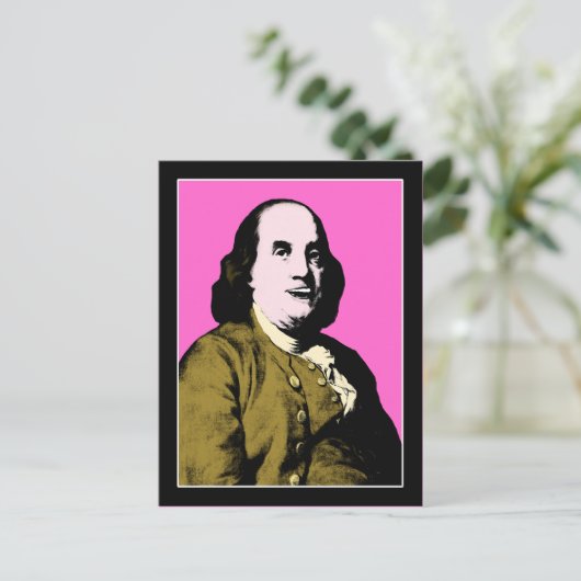 Benjamin Franklin Pop Art Style Postkarte (Stehend Vorderseite)