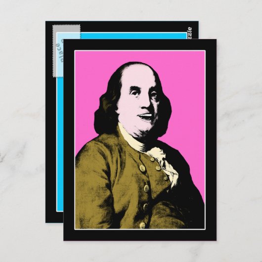 Benjamin Franklin Pop Art Style Postkarte (Vorne/Hinten)