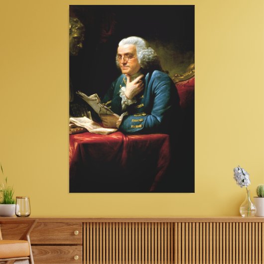 Benjamin Franklin Portrait von David Martin 1767 Leinwanddruck (Insitu (Wohnzimmer))