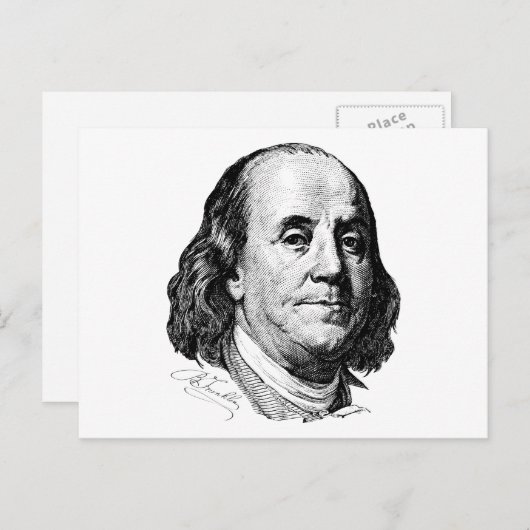 Benjamin Franklin Postkarte (Vorne/Hinten)