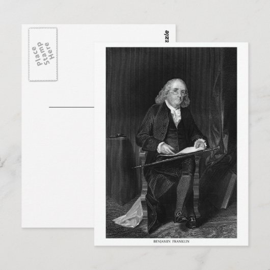 Benjamin Franklin Postkarte (Vorne/Hinten)
