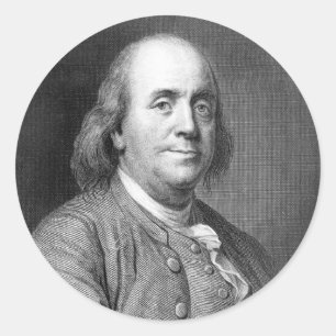 Benjamin Franklin Präsident Geschichtsporträt vo Runder Aufkleber