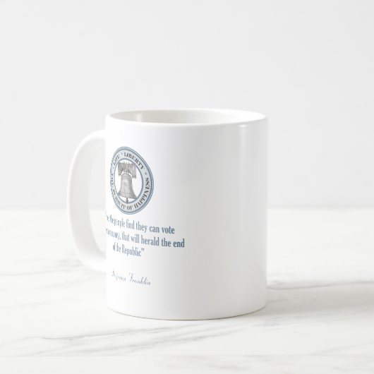 Benjamin Franklin Quote (Geld) Kaffeetasse (Vorderseite Links)