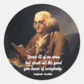 Benjamin Franklin Quote Runder Aufkleber (Vorderseite)