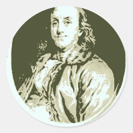 Benjamin Franklin Runder Aufkleber (Vorderseite)