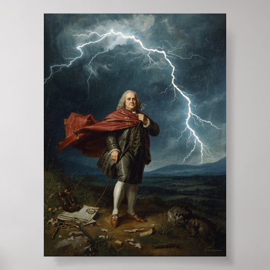 Benjamin Franklin und Blitzexperiment 1752 Poster (Vorne)