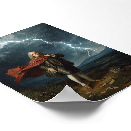 Benjamin Franklin und Blitzexperiment 1752 Poster (Ecke)