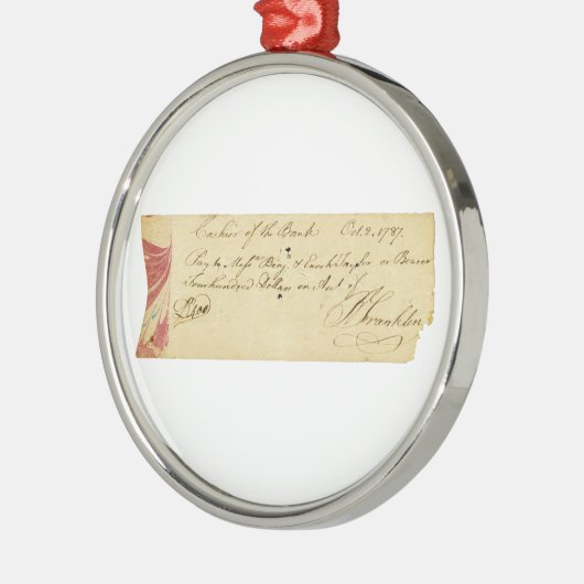Benjamin Franklin unterzeichnete Karo am 2. Ornament Aus Metall (Links)