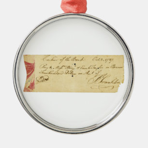 Benjamin Franklin unterzeichnete Karo am 2. Ornament Aus Metall