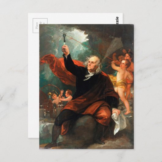 Benjamin Franklin Zeichne Elektrizität aus dem Him Postkarte (Vorne/Hinten)
