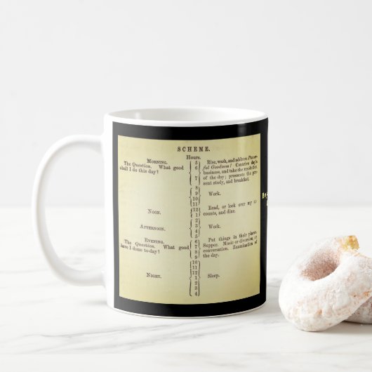 Benjamin Franklin Zeitplan-Tasse Kaffeetasse (Mit Donut)