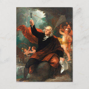 Benjamin Franklin zieht Elektrizität vom Himmel Postkarte