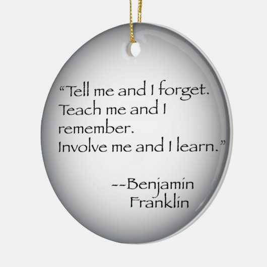 Benjamin Franklin-Zitat Keramikornament (Links)