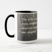 Benjamin Franklin Zitat zur Freiheit Tasse (Links)