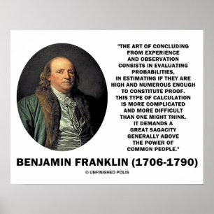 Benjamin Franklin zur Abschätzung von Wahrscheinli Poster
