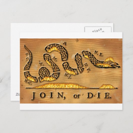 Benjamin Franklins Beitritt oder Die politischer C Postkarte (Vorne/Hinten)