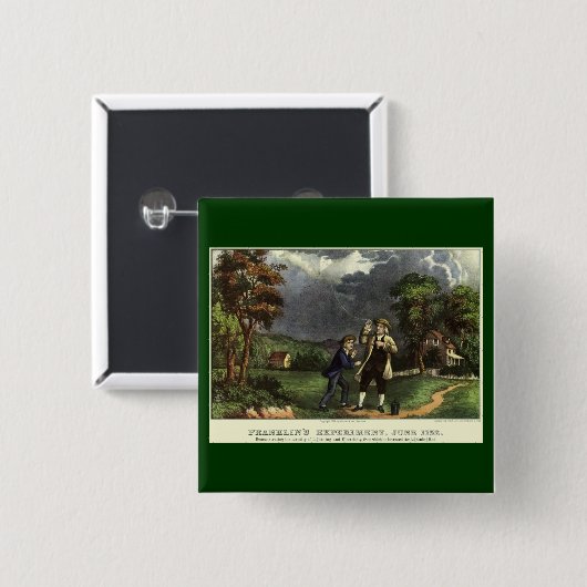 Benjamin Franklins Blitz- und Kiteverfahren Button (Vorne & Hinten)