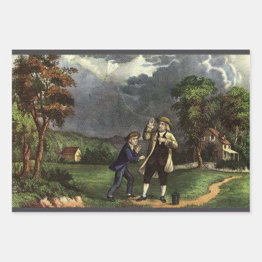 Benjamin Franklins Blitz- und Kiteverfahren Geschenkpapier Set (Vorderseite)