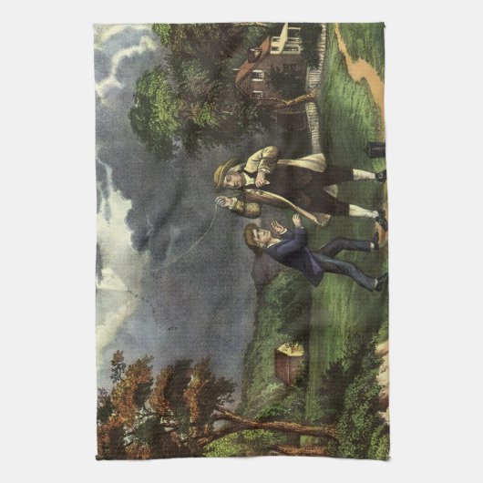 Benjamin Franklins Blitz- und Kiteverfahren Geschirrtuch (Vertikal)