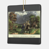 Benjamin Franklins Blitz- und Kiteverfahren Keramikornament (Links)