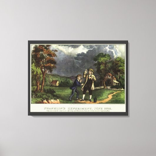 Benjamin Franklins Blitz- und Kiteverfahren Leinwanddruck (Vorderseite)