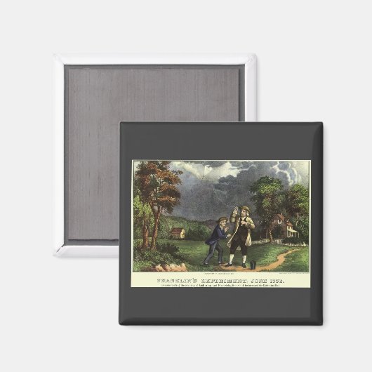 Benjamin Franklins Blitz- und Kiteverfahren Magnet (Vorderseite/Rückseite)