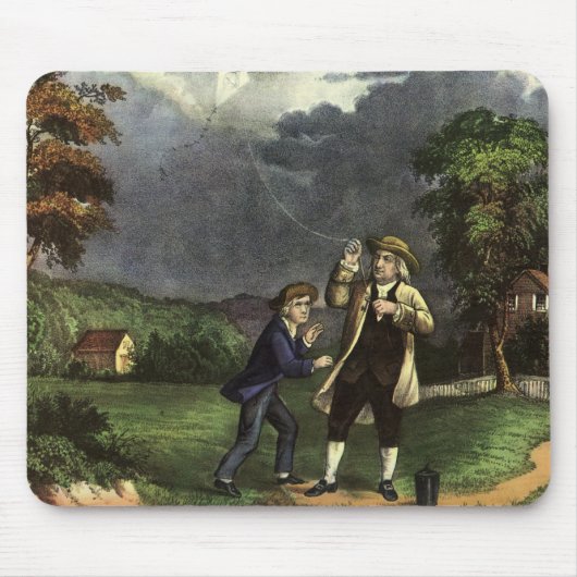 Benjamin Franklins Blitz- und Kiteverfahren Mousepad (Vorne)