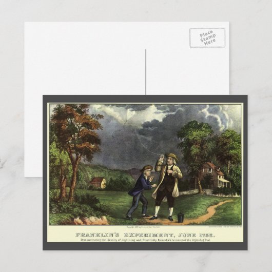 Benjamin Franklins Blitz- und Kiteverfahren Postkarte (Vorne/Hinten)