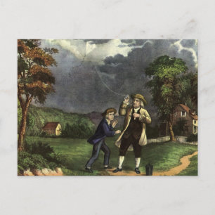 Benjamin Franklins Blitz- und Kiteverfahren Postkarte
