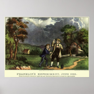 Benjamin Franklins Drachen- und Blitzexperiment Poster
