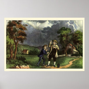 Benjamin Franklins Drachen- und Blitzexperiment Poster