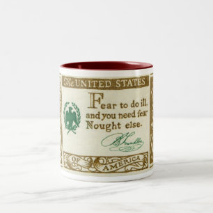 Benjamin Franklins Glaubensbekenntnis Fear Vintage Zweifarbige Tasse