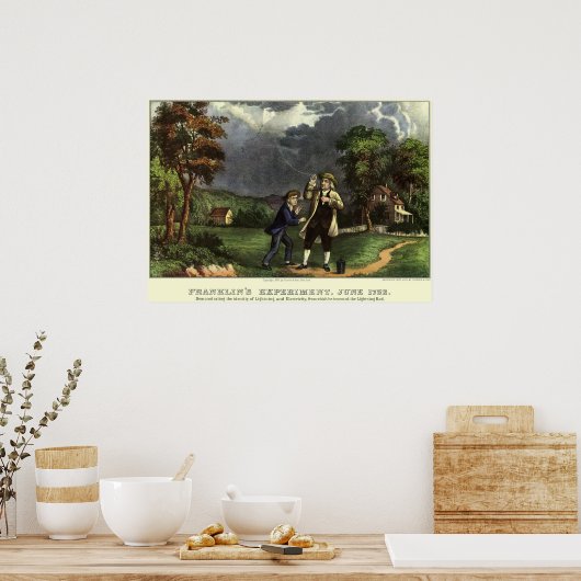 Benjamin Franklins Kite- und Blitzexperiment Poster (Küche)