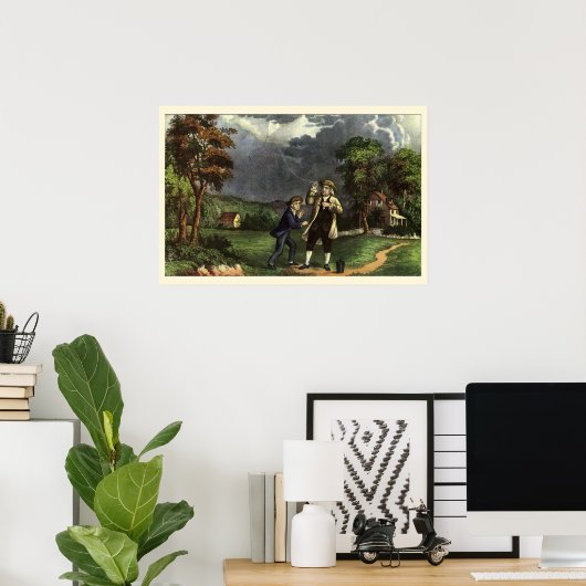 Benjamin Franklins Kite- und Blitzexperiment Poster (Heimbüro)