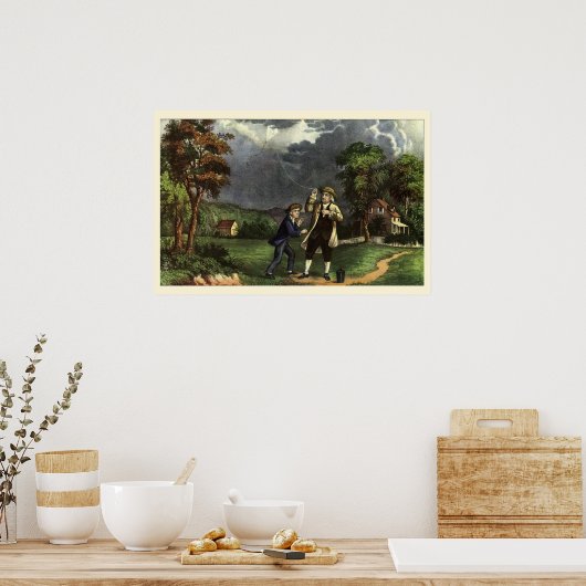 Benjamin Franklins Kite- und Blitzexperiment Poster (Küche)