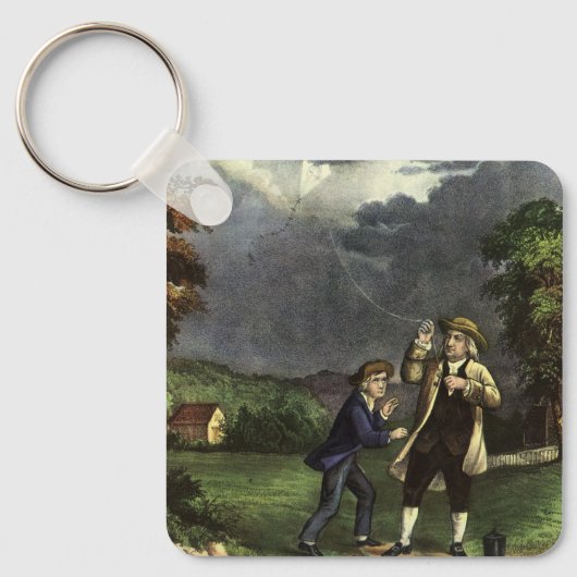 Benjamin Franklins Kite- und Blitzexperiment Schlüsselanhänger (Vorderseite)