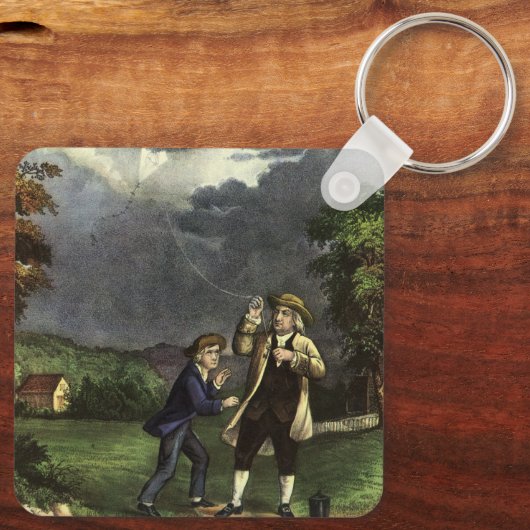 Benjamin Franklins Kite- und Blitzexperiment Schlüsselanhänger (Rückseite)