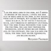 Benjamin Franklins Sicht auf das Poster zur Armut (Vorne)