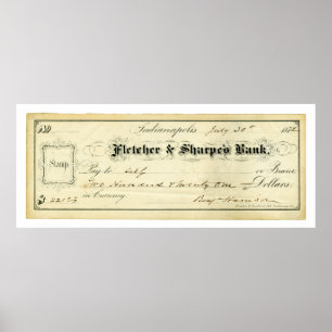 Benjamin Harrison Signed Karo vom 30. Juli 1875 Poster