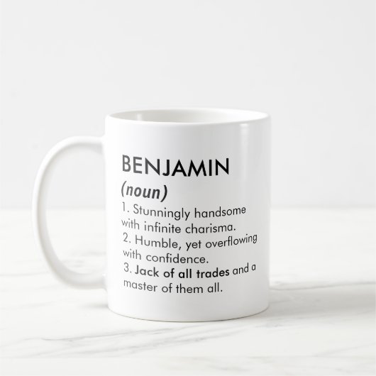 Benjamin Name, Bearbeitbarer Name, Benutzerdefinie Kaffeetasse (Links)