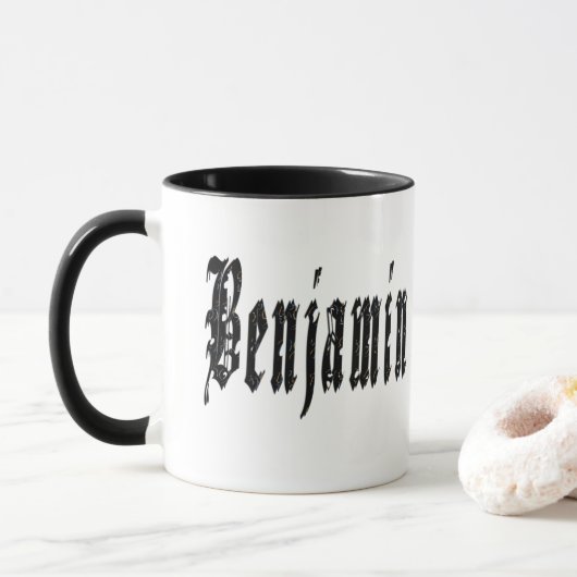 Benjamin, Name, Logo, Black Combo Kaffee Tasse. Tasse (Mit Donut)