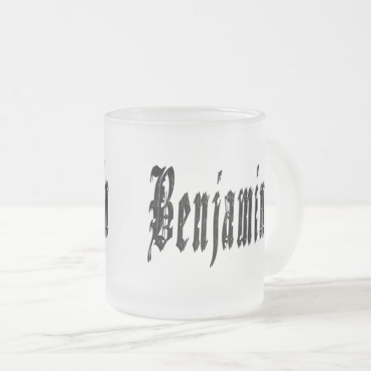 Benjamin, Name, Logo, Mattierte Glass-Bier-Tasse. Mattglastasse (VorderseiteRechts)