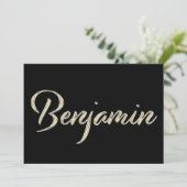 Benjamin Name white gold Handwriting Karte (Stehend Vorderseite)