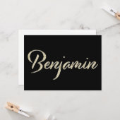 Benjamin Name white gold Handwriting Karte (Vorderseite/Rückseite Beispiel)
