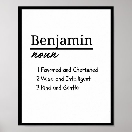 Benjamin, Personalisierter Name für Junge Poster (Vorne)