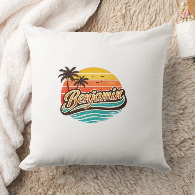 Benjamin Retro-Sonnenuntergangs-Name-Design Kissen (Decke)