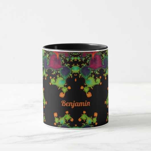 BENJAMIN ~ Schwarz-Grün-Orange-Rosa Tasse (Zentrum)